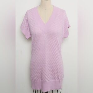 Open Knit Short-sleeve deep V-neck Sweater 100%Cashmere[NEW]